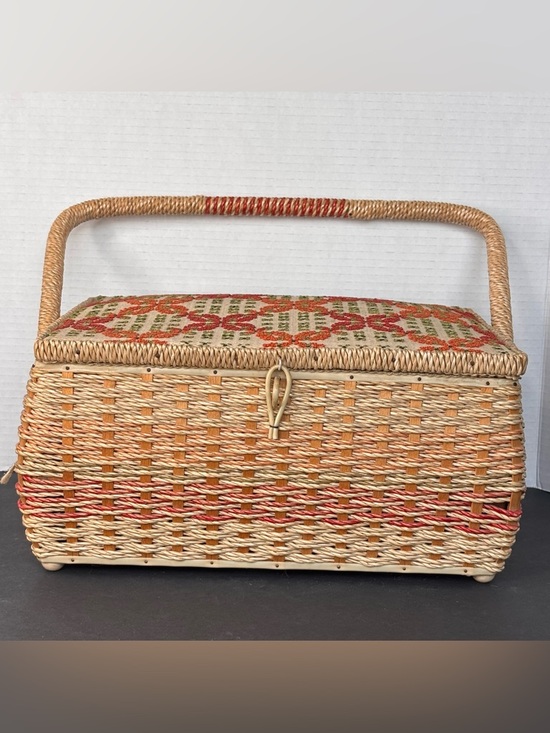 jcpenney Other - Vtg 1960’s JCPenney Wicker Woven Needlepoint Sewing Basket Box Japan w/Extra’s
